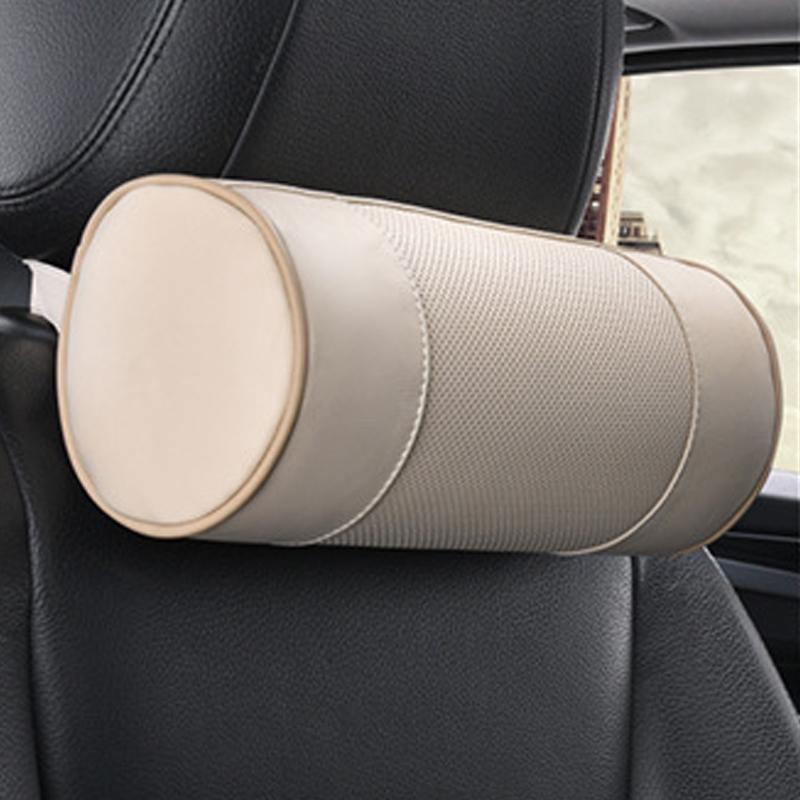 1/2 шт. подголовник автомобиля с эффектом памяти, подушка для шеи, натуральная кожа, круглый шейный валик, офисное кресло, цилиндр, подголовник, опорная подушка