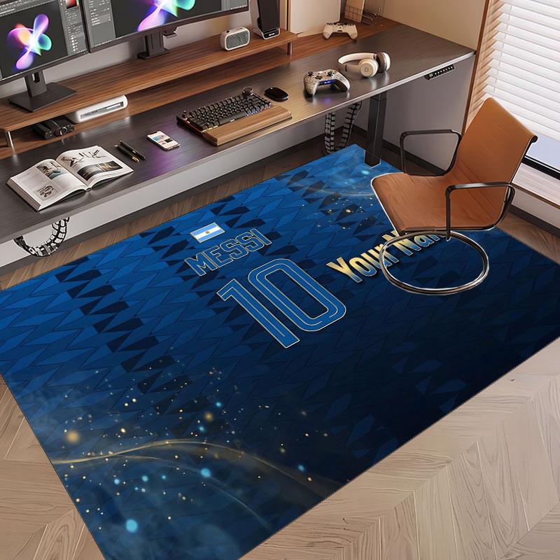 Custom Rug Lionel Messi Pattern Print Name Text Soft Non‑Slip Floor Carpet for Home Indoor Decoration