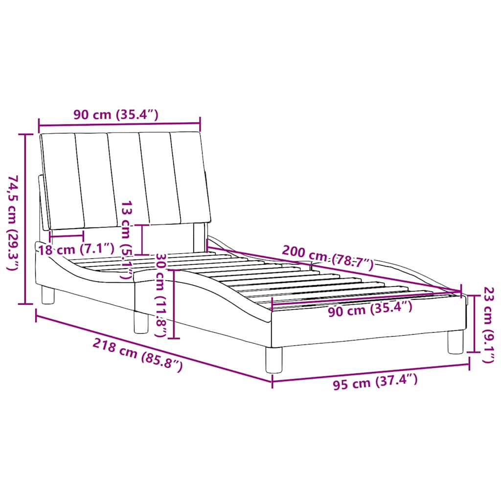Bed Frame without Mattress Hanko Dark Brown 90x200 cm Fabric