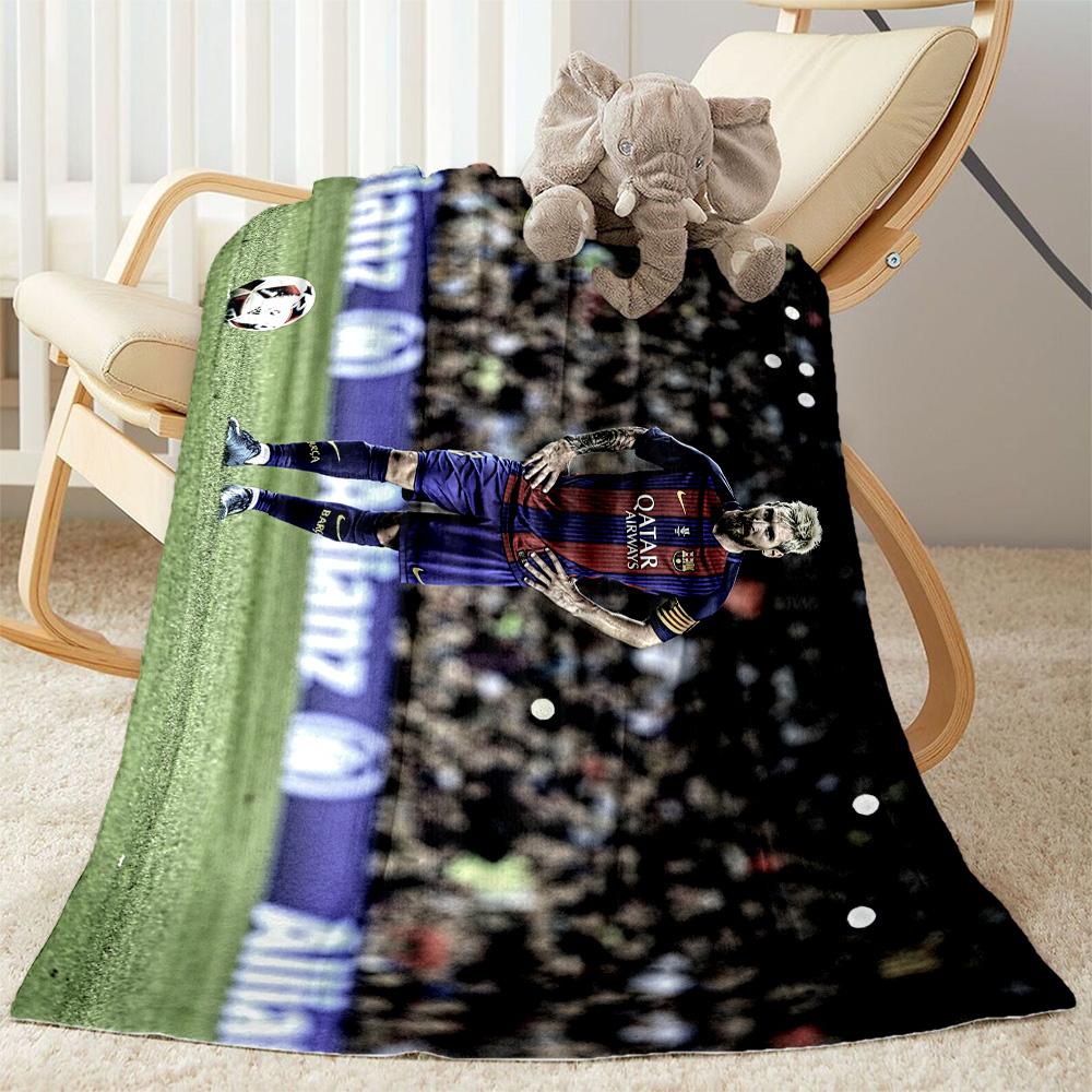 Yellow Stripes Soccer Player Blanket Ultra-Soft Suitable for Sofa Livingroom Office Chair for All Occasions Playful Design