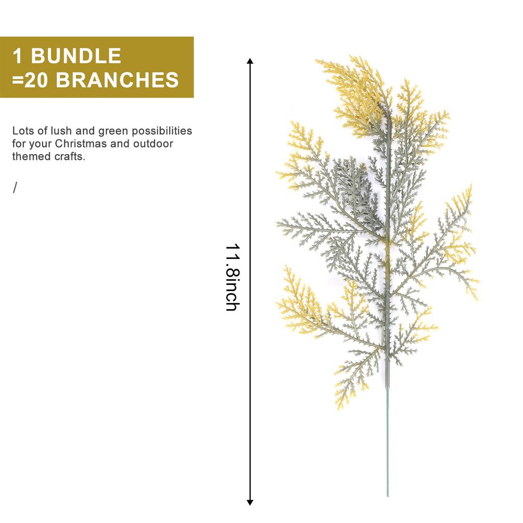 BHBL 20 Pcs Artificial Cedar Sprigs Faux Cedar Branches Cedar Stems Sprigs Picks DIY Accessories