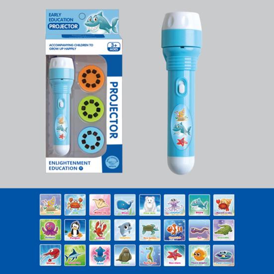 Kids Flashlight Toy with Dinosaur Animal Patterns Slide Projector Educational Fun