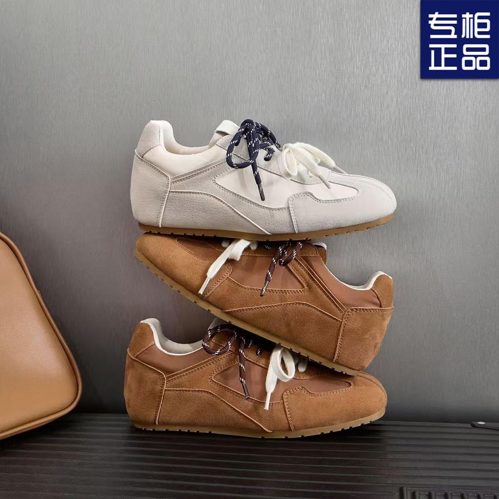 Niche Two-color Lace-up Flat Bottom 2025 Spring and Autumn New Casual Fashion Women's Shoes Versatile Simple Hip-hop Style Moral Training Shoes