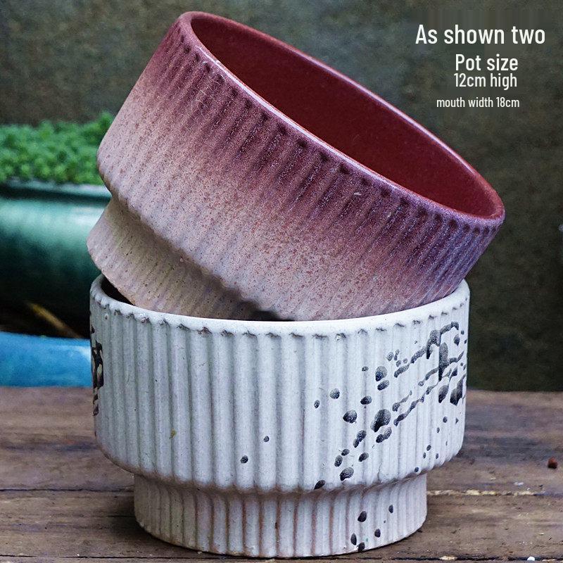 Handmade Retro Ceramic Pot: Large Opening Succulent & Flower Planter for Chlorophytum, Rose, Orchid, & Green Plants