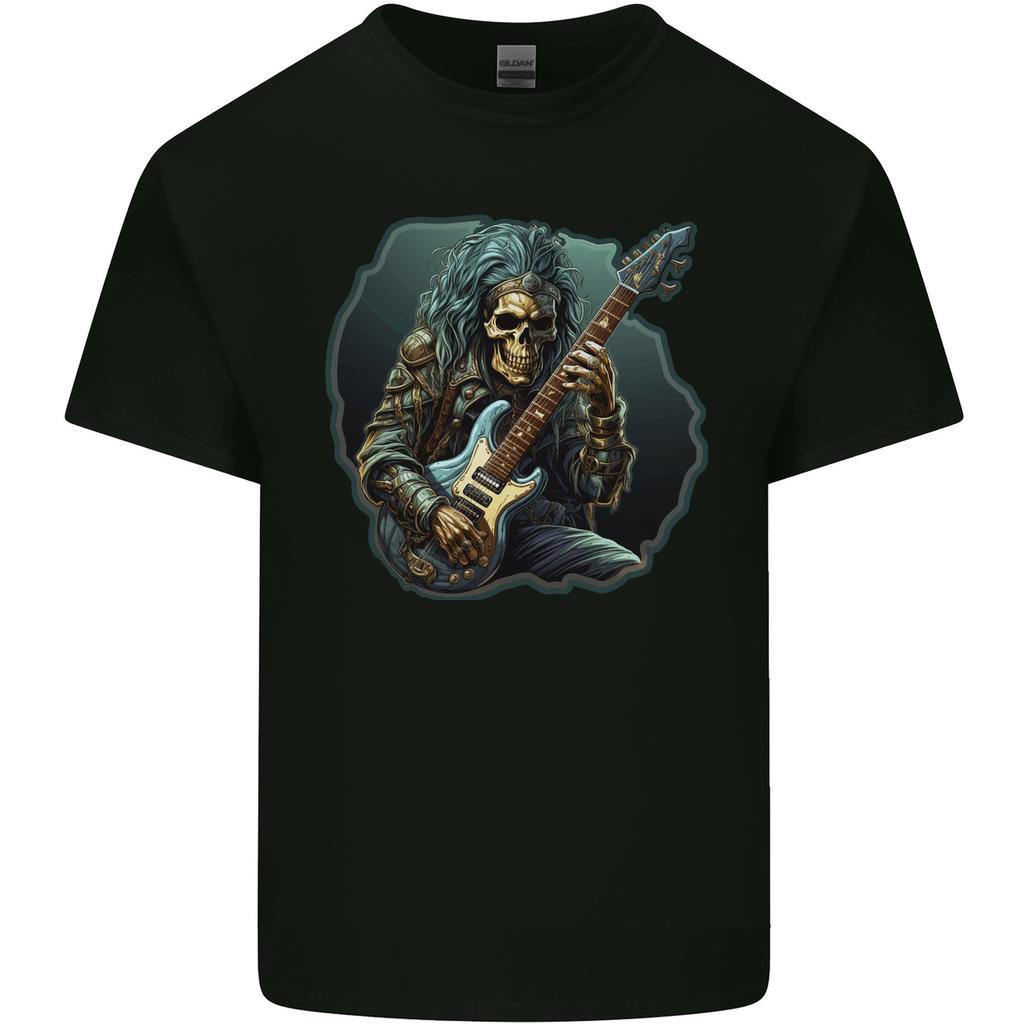 Heavy Metal Rock Skull Guitar Music Mens Light Cotton T-Shirt
