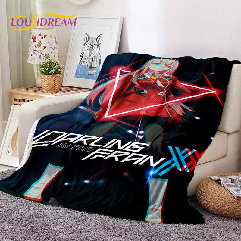 Zero Two Sexy Girl DARLING in The FRANXX Cartoon Flannel Blanket for Bed Bedroom Sofa Picnic,Throw Blanket for Outdoors Leisure