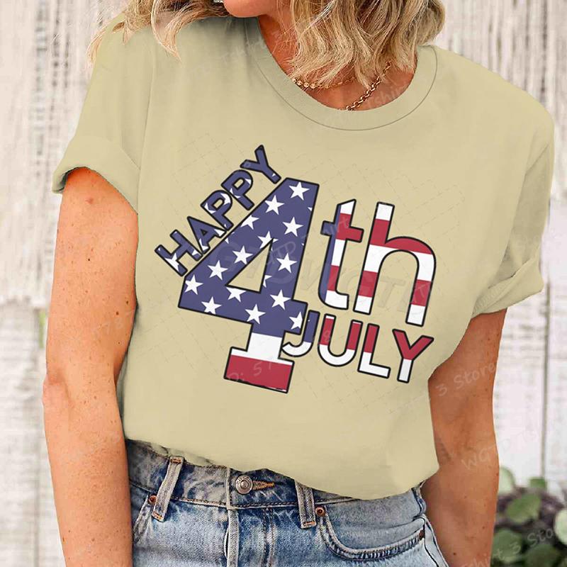 Happy 4th Of July Tshirts Independence Day T Shirts Summer Tshirt Casual Short Sleeve Tees Round Neck Tops Womens Clothing