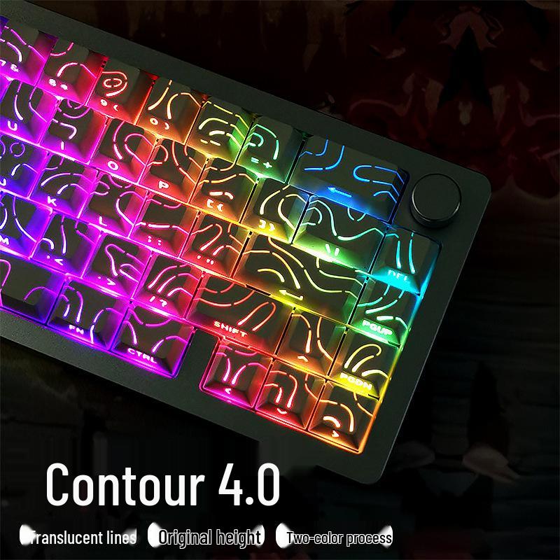 Контурные кейкапы с боковой печатью: Светопропускающий, Совместим с Mad Catz Wooting60, Made68, Ace68