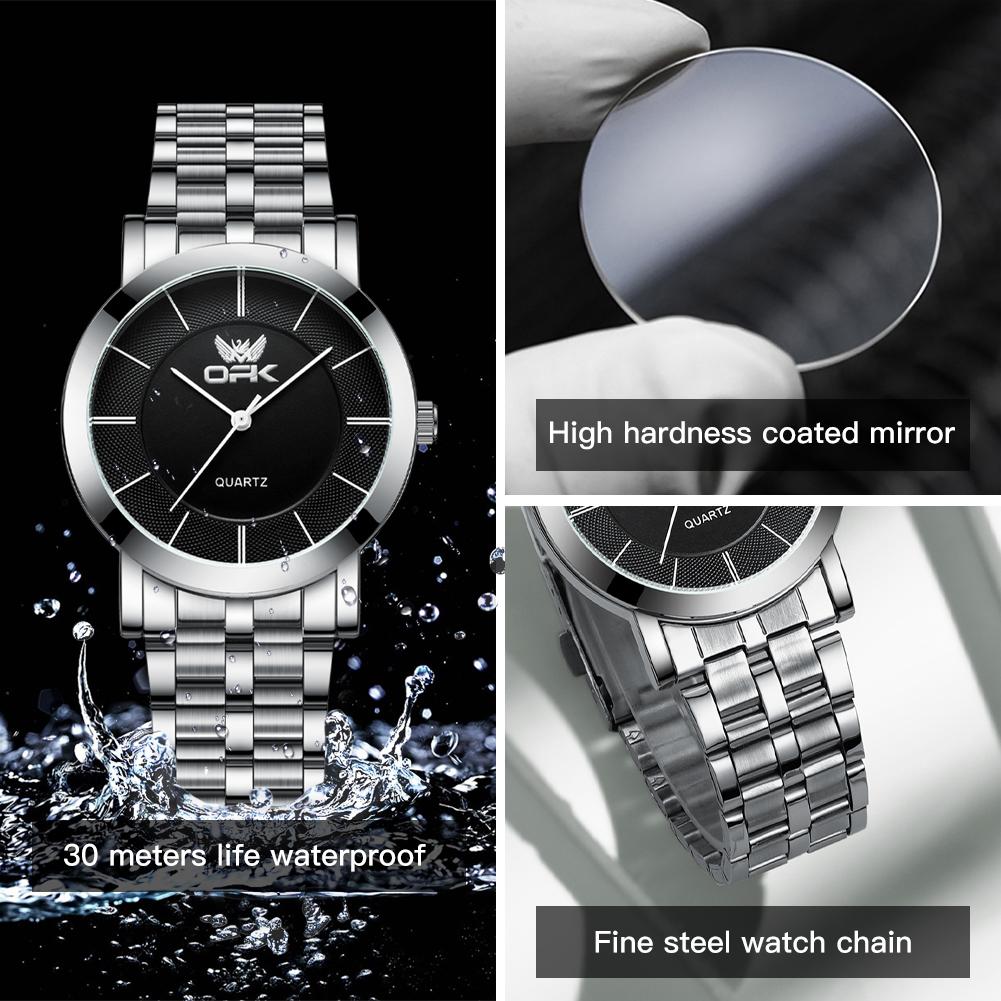 OPK Brand Men's Steel Strap Watch Simple and Fashionable Quartz Waterproof 6019