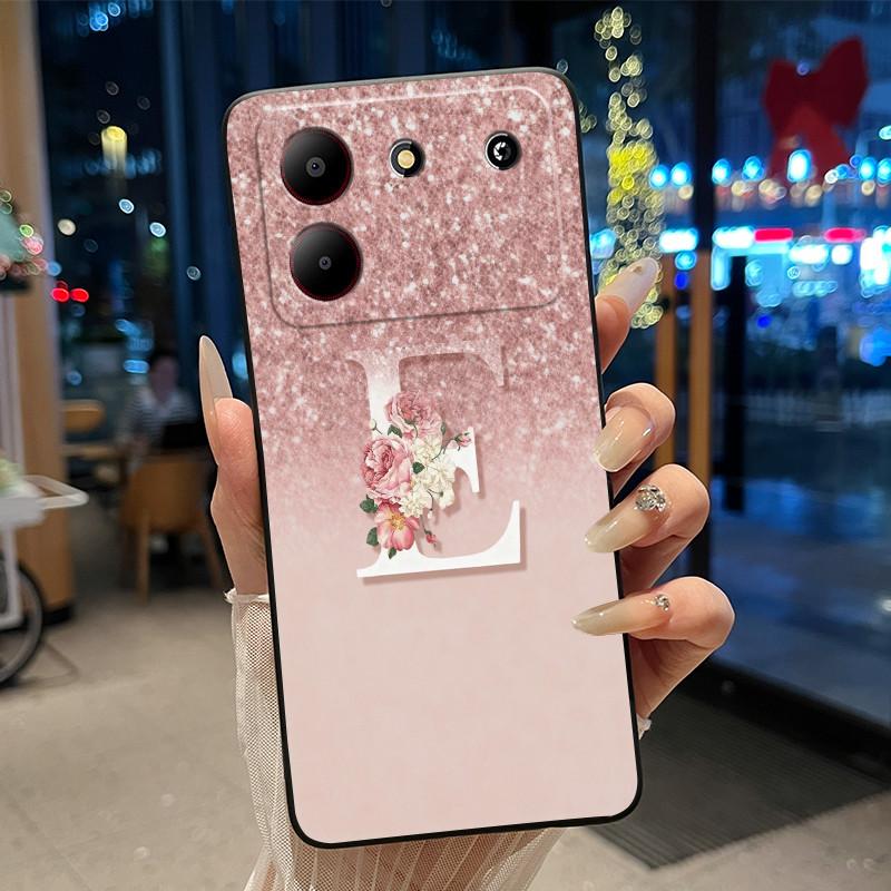Чехол для ZTE Blade A54 4G Мягкий Силикон Черный Корпус ZTE Blade A54 4G Красивый Узор с Буквами и Звездным Небом Защита от Царапин