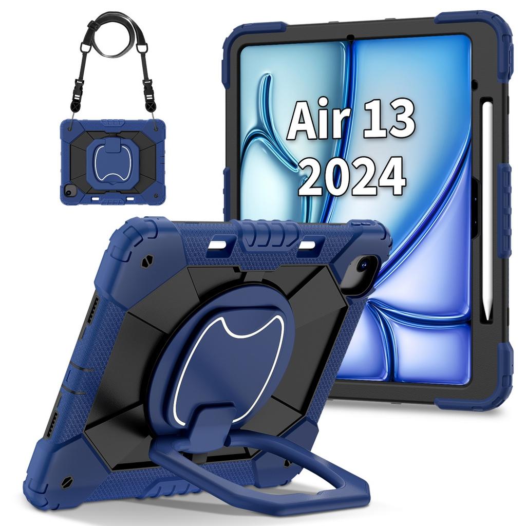 Для Apple iPad Air 13 (2024)/ iPad Air 13 дюймов (M2). Вращающаяся на 360° рукоятка, прочная защитная подставка TPU+PC 3 в 1, противоударный чехол для планшета и ПК
