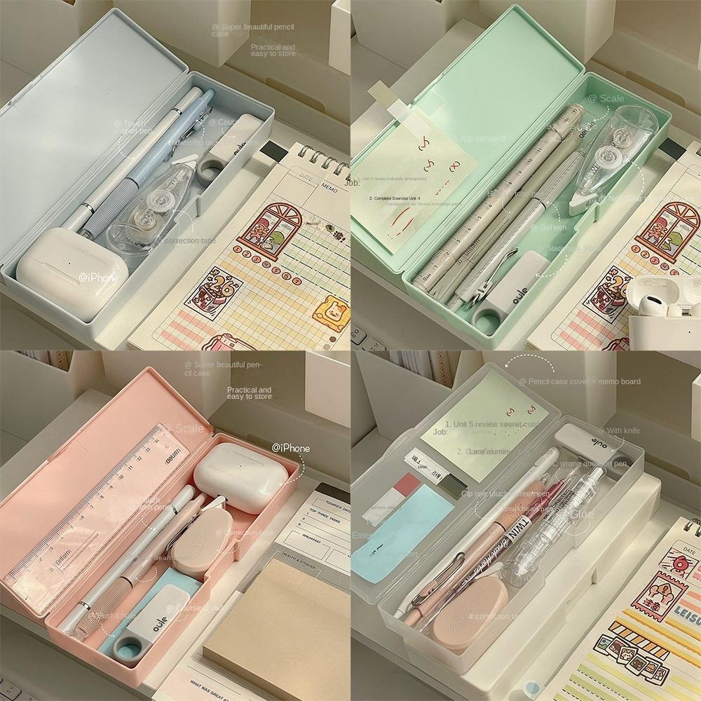 Однотонный пенал для ручек, прозрачный чехол для ручек, настольный ящик для хранения, пенал для ручек, школьные принадлежности