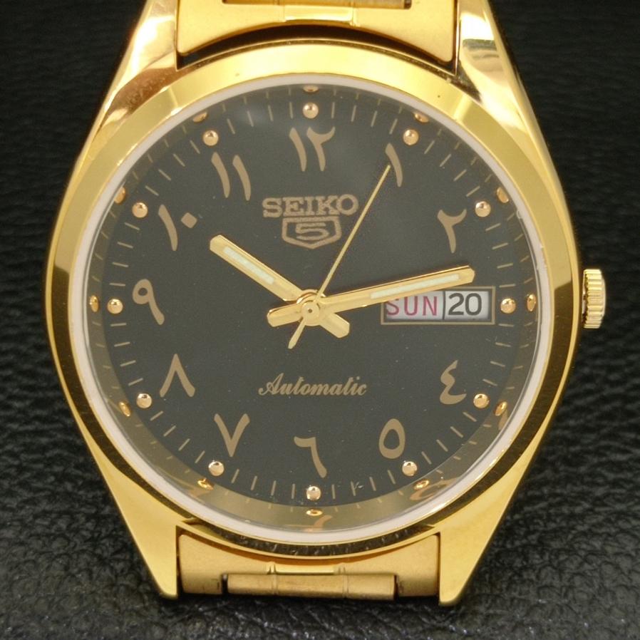 ВОССТАНОВЛЕННЫЕ АВТОМАТИЧЕСКИЕ МУЖСКИЕ ЧАСЫ SEIKO 5 JAPAN 6309A С ЧЕРНЫМ ЦИФЕРБЛАТОМ В АРАБСКОМ СТИЛЕ a427207-2