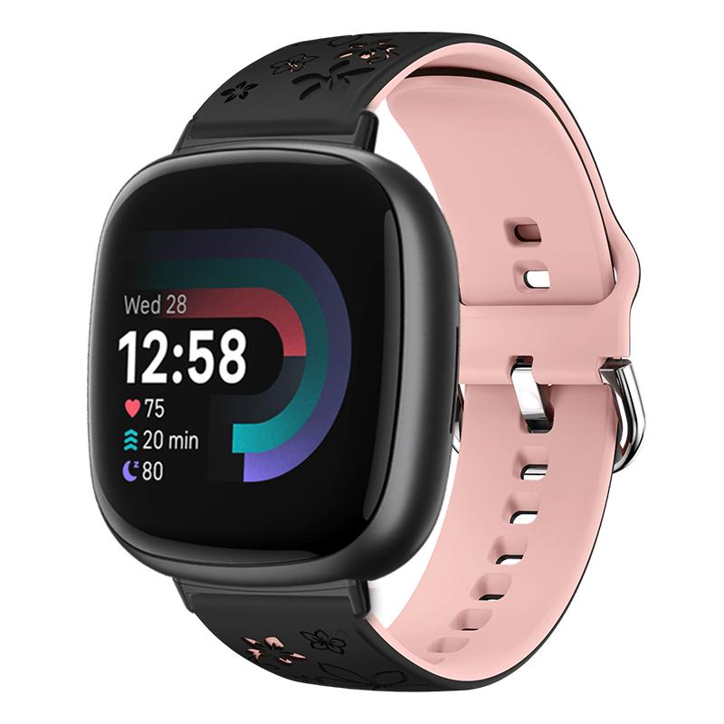 Совместимый с Fitbit Versa 4 3 Ремешок Силиконовый Гравировка Цветочный Принт Мужчины Женщины Запасной Ремешок Аксессуары для Fitbit Versa 3 4