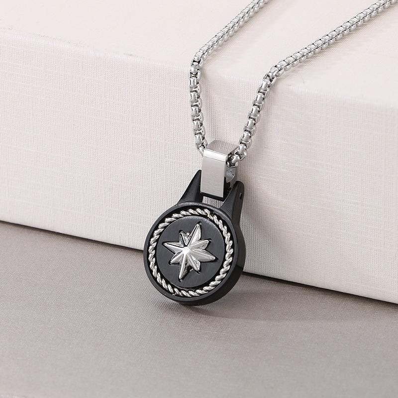 Jewelry Hexagram Star Necklace Men's Fashion Simple Round Compass Pendant Jewelry