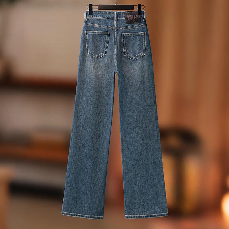 Women's Vintage Washed High-Waist Straight Jeans