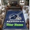 Seattle Seahawks Crystal Velvet Rug, Custom Name Text Personalized Non‑Slip Floor Mat for Home Decor Gift