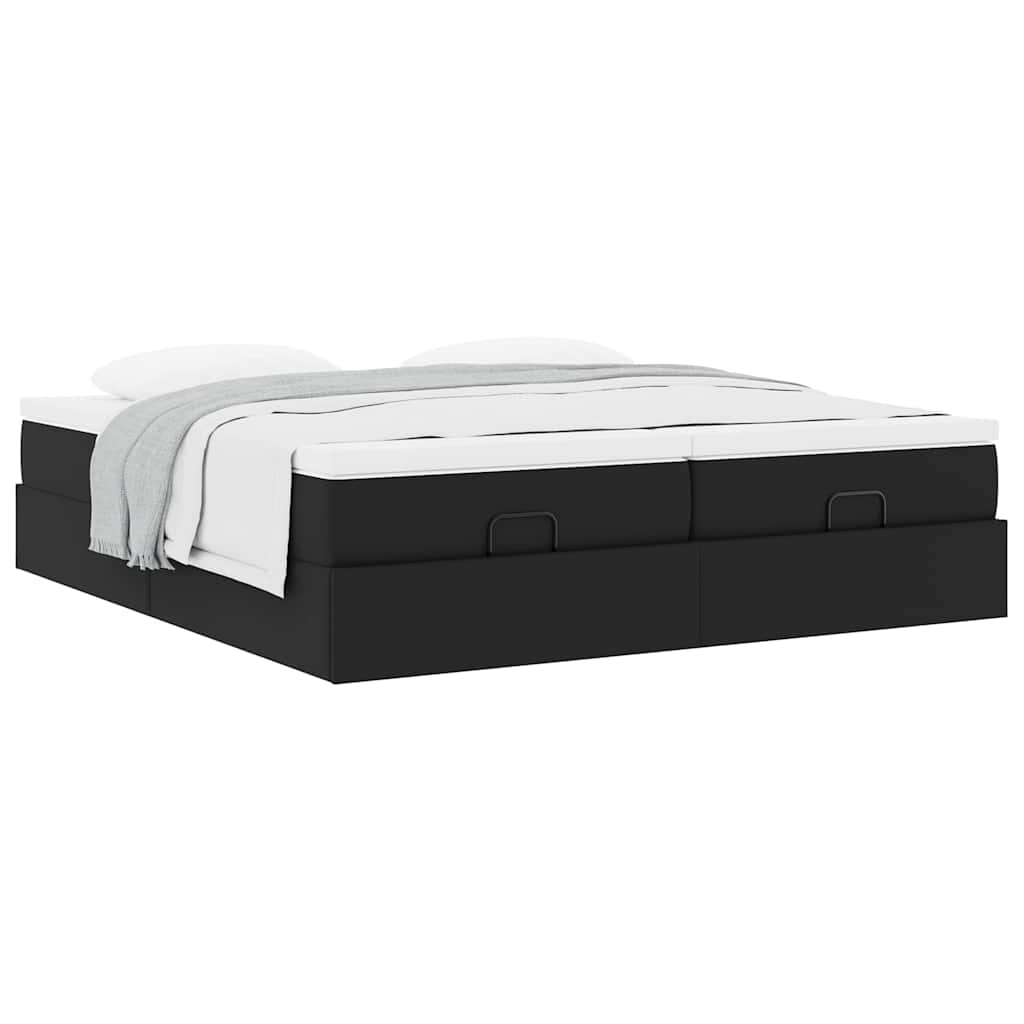 Ottoman Bed with Mattresses Black 200x200 cm Faux Leather