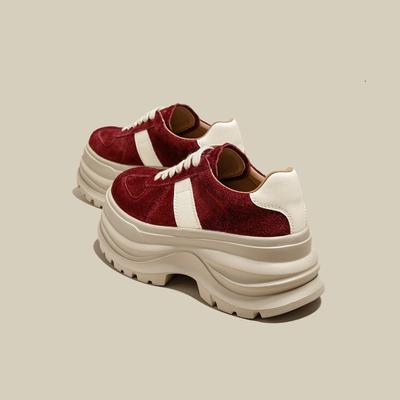 Женские осенние новые туфли на толстой подошве, ретро, на шнуровке, немного увеличивающие рост, спортивная и повседневная обувь для женщин