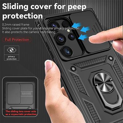 Чехол для Samsung Galaxy S23 Ultra Чехол Сдвижная защита объектива камеры Coque для Galaxy S23 Plus S 23 FE Armor Кольцо-держатель Задняя крышка