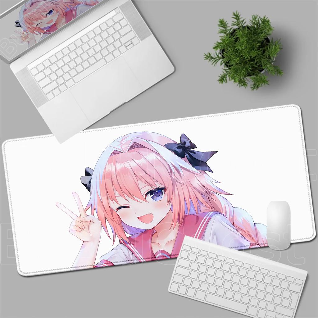 Astolfo Mousepad HD Print Anime Girl Computer Gamer Locking Edge Non-slip Rubber Mouse Pad Keyboard PC Desk Pad Table Decoration