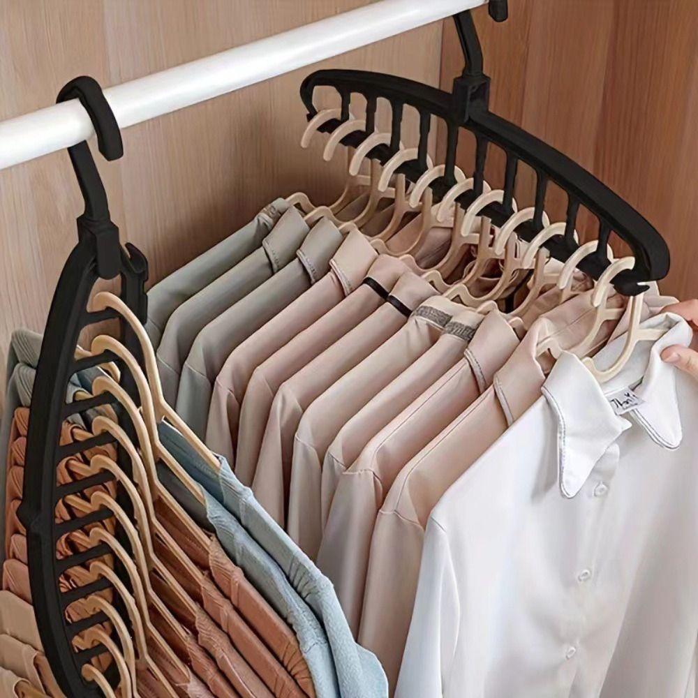 Folding Clothes Hanger Multi Slot Wardrobe Storage Rack New Rotating Hanger Closet Storage