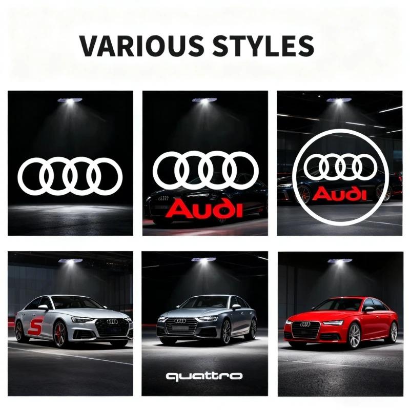 2Pcs Car Door Welcome Logo Light Projector Lamp For Audi A1 A2 A3 A4 A5 A6 A7 A8 TT S3 S4 S5 S6 S7 Q2 Q3 Q5 Q7 Q8 RS3 R8