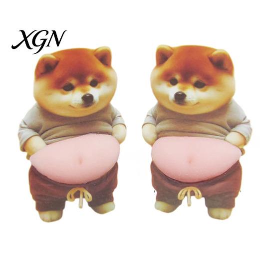 3D Belly Animal Sticker 1 Pair Dog Anti-collision Anxiety Stress Relief Elastic Puppy Tummy Cartoon Decal Fat