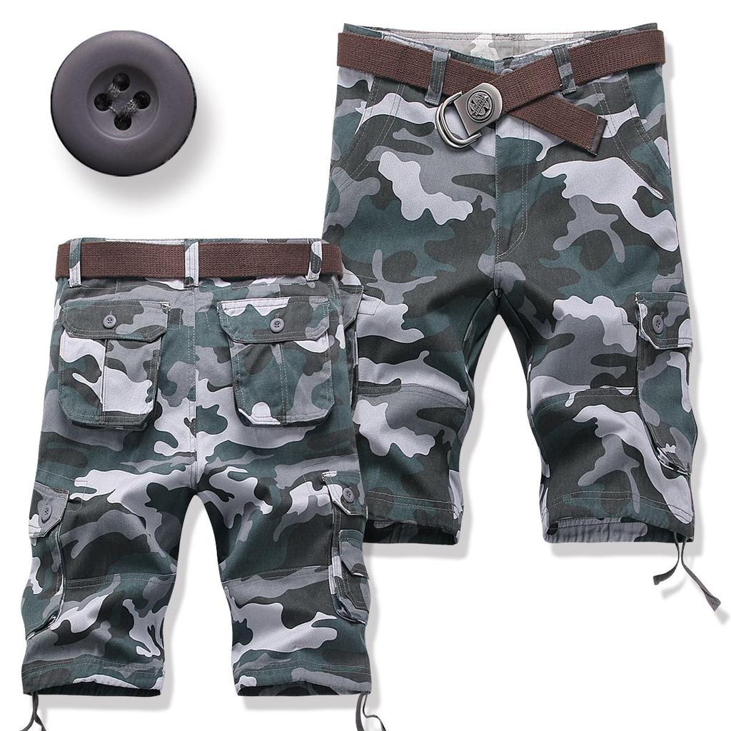 Мужские летние повседневные свободные камуфляжные рабочие шорты с несколькими карманами