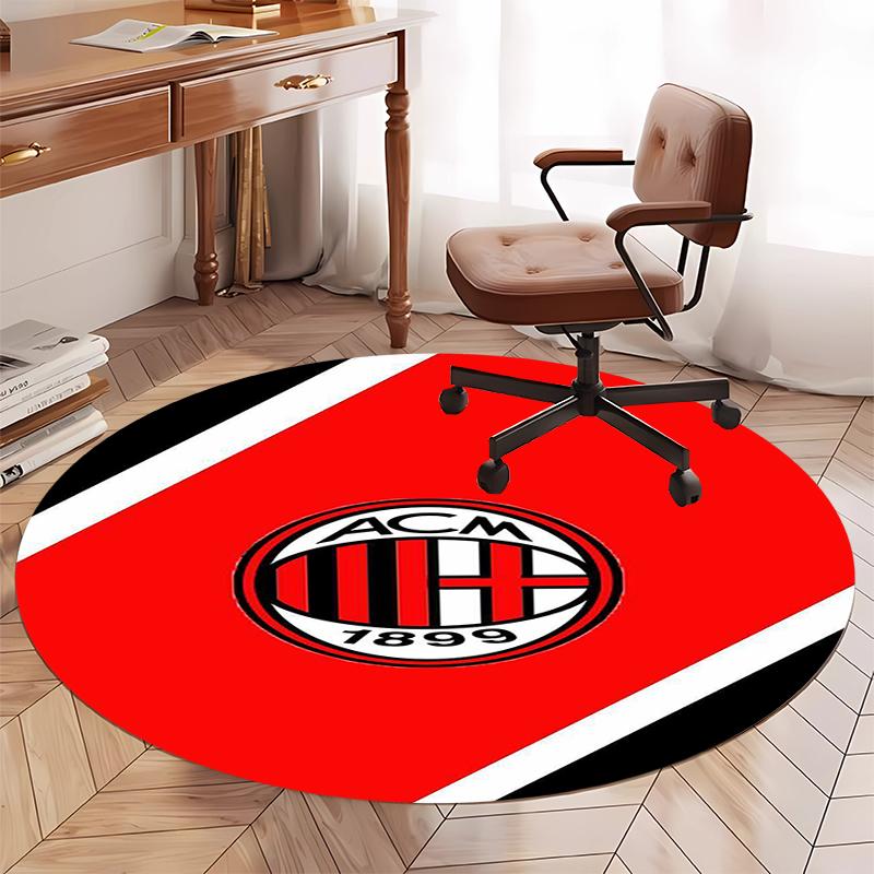 AC Milan Printed Round Rug Carpet Chair Rug Area Rug Entryway Doormats,for Office Chair Living Room Bedroom Kitchen Room.