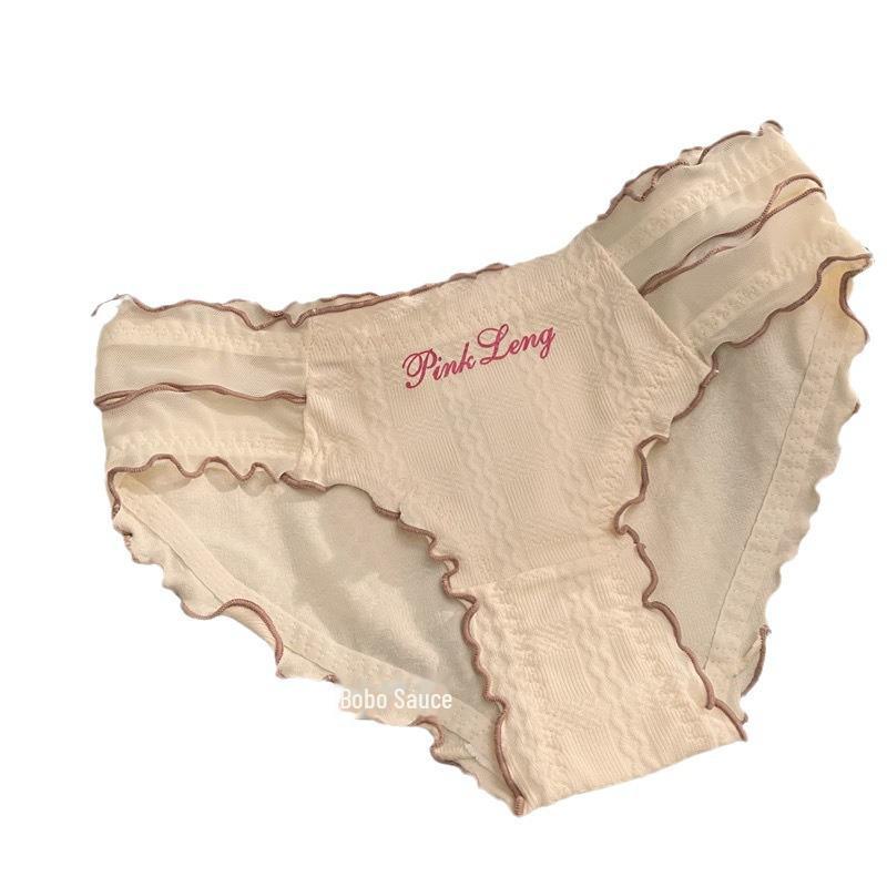 2024 Mid-Waist Japanese Style Sexy Briefs with Hollow Design and Pure Cotton Crotch