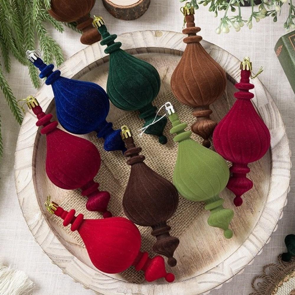 6pcs/Box Plastic Christmas Tree Ornament DIY Crafts Painted Plastic Cone Ornaments Home Tree Decor