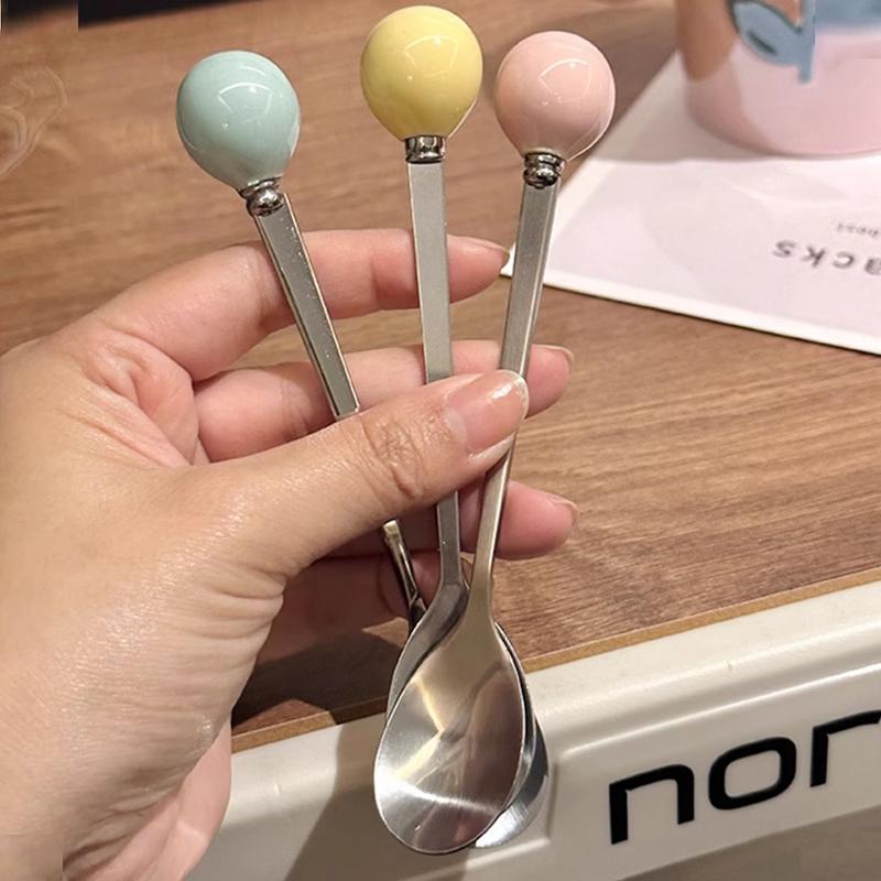 Ложка из нержавеющей стали, симпатичная кофейная ложка для мороженого, десерта, чая, ложка для размешивания, для пикника, кухонные принадлежности