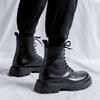 Мужские повседневные ботинки на платформе в британском стиле на шнуровке из натуральной кожи для вечеринок, ночных клубов, для платья, ковбойские ботинки, высокие мотоциклетные боты