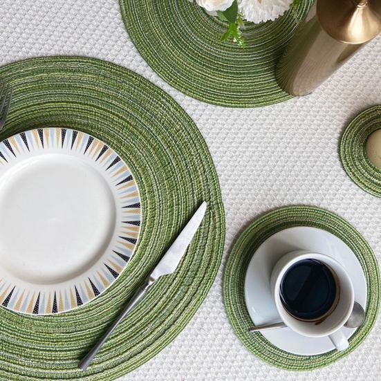 Круглый коврик для столовых приборов, современный однотонный Нескользящий стол, теплоизоляция, обеденный термостойкий защитный декоративный коврик