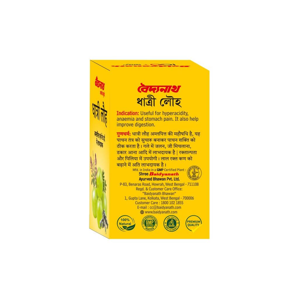 Baidyanath Dhatri Lauh Ayurvedic Tablets For Digestive Support And Acidity Relief 40 Tablets X Pack Of 2 With Amla Mulethi Giloy Lauh Bhasma