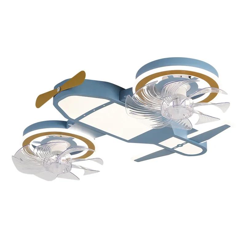 Детская комната светодиодный потолочный светильник в виде самолета мультфильм пульт дистанционного управления вентилятор лампа освещение для мальчиков спальня декоративная лампа подарочный светильник