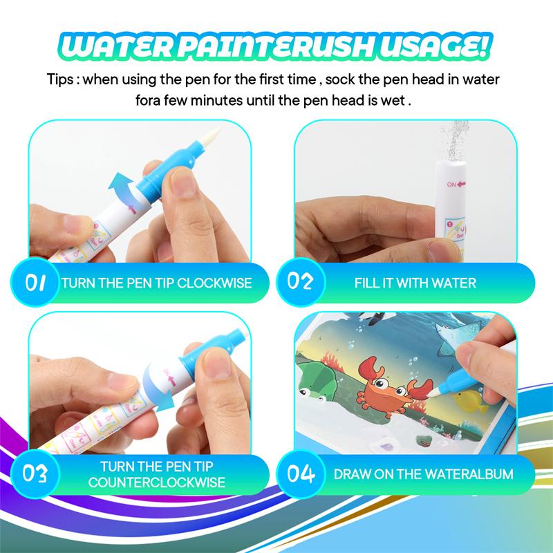 Монтессори Игрушки Многоразовая Книжка-раскраска Книжка для рисования волшебной водой для детей Игрушка для малышей Книжка для рисования Развивающие игрушки для детей