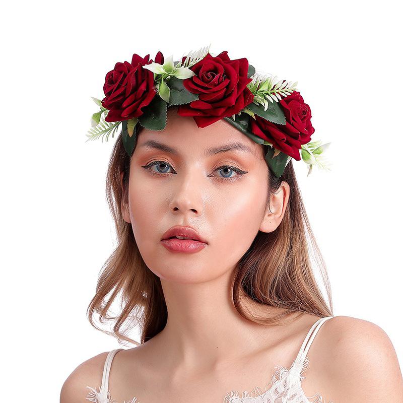 Искусственная гирлянда на голову на Хэллоуин, искусственная цветочная гирлянда на голову, фестиваль, бохо, хиппи, пляж