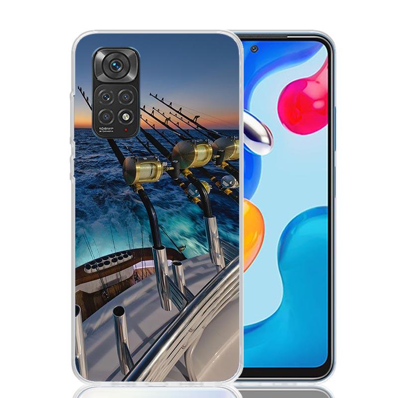 Carp Fish Fishing Rod Hook Phone Case For Xiaomi Redmi Note 13 14 15 Pro Plus 12S 12 14S 11S 11E 10 10S 11 11T 5G 4G Cover Coque