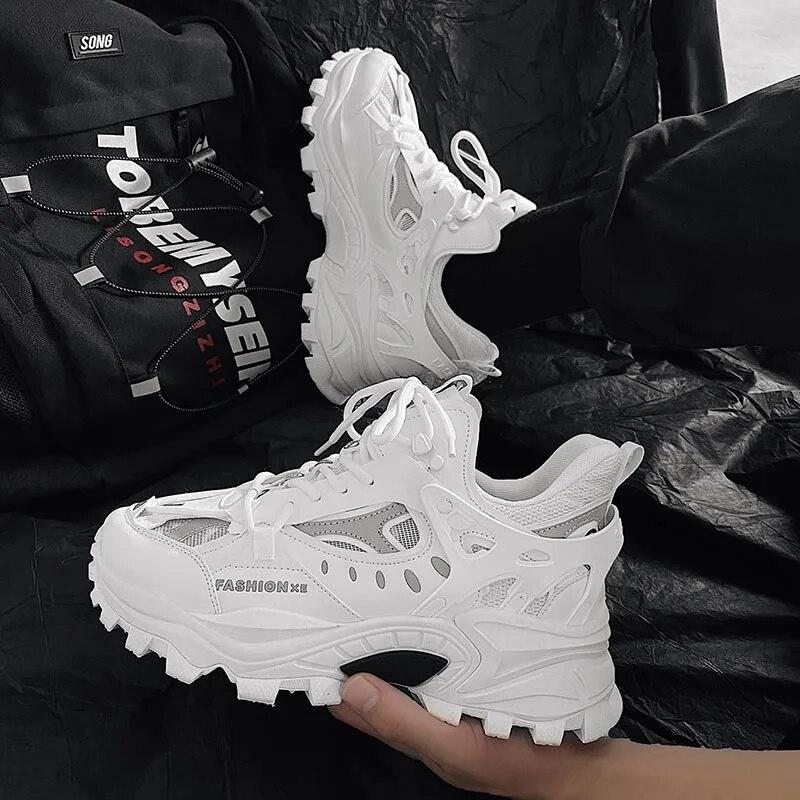 Vulcanized Shoes Luxury Sneakers Men's Harajuku Chunky Sneakers Autumn Black Running Footwear Male High Fashion Zapatos Hombre