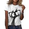 Womens Casual Short Sleeve Round Neck T-Shirt With Striped Print Loose Fit Milk Silk Blend Comfortable 2025