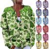 Women's Fashion Christmas Printed Long Sleeve Knitted Cardigan Button Down Jacket