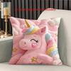 1Pc Cute Unicorn Pink Pillow Cover Double-Sided Machine Washable Cushion Case For Living Room Sofa Bedroom Decor