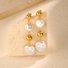 Vintage Irregular Imitation Pearl Earrings for Women, Gold Color Stainless Steel Drop Earrings, Elegant Jewelry Party Gifts