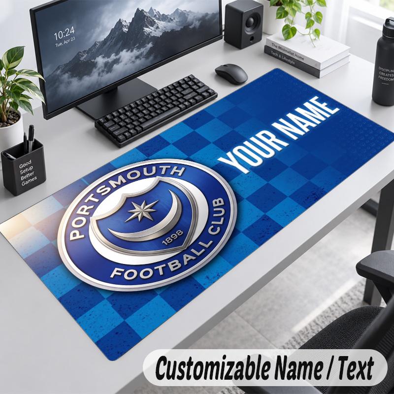 Portsmouth FC Personalized Large Mouse Pad Custom Name Text Extended Desk Mat Gaming Mousepad