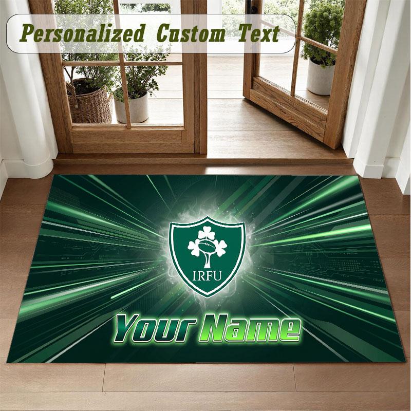 Crystal Velvet Square Rug Custom NameIreland Rugby Pattern Non Slip Home Floor Decor Rug