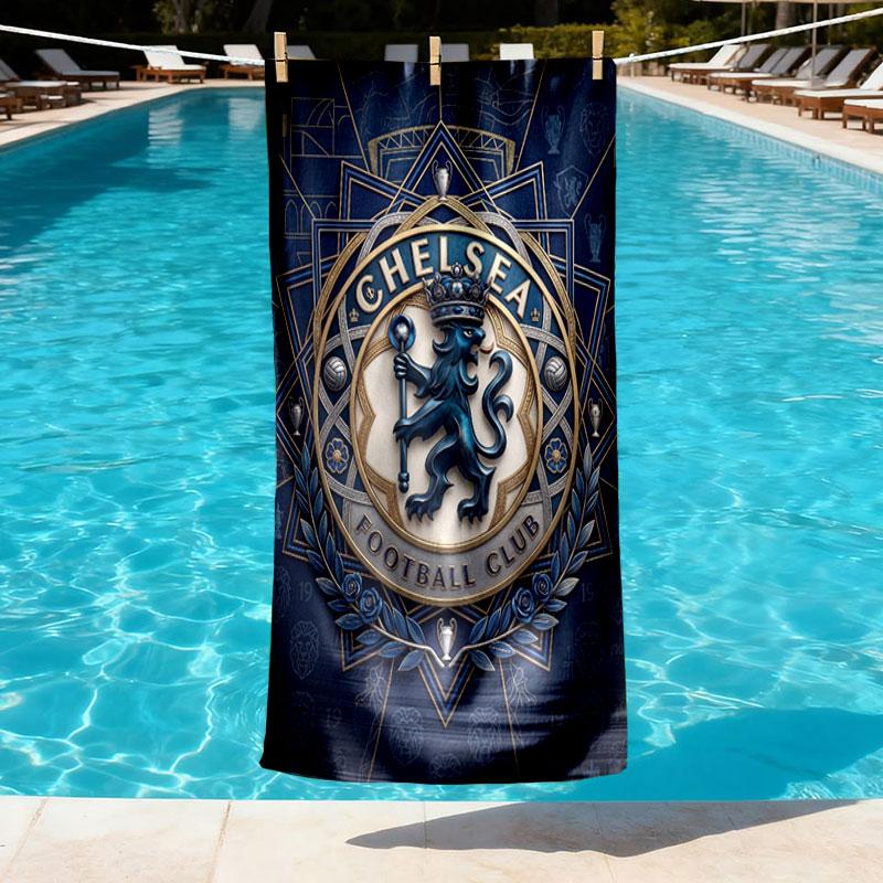 Chelsea Football Club Print Beach Towel Design, Soft, Lightweight. for Home Bathroom, Spa, Pool, Yoga, Surfing, Camping, Gift for Family, Friend