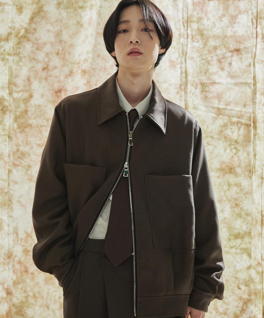 Concent12 Bold Wool Zip-Up Jacket Brown