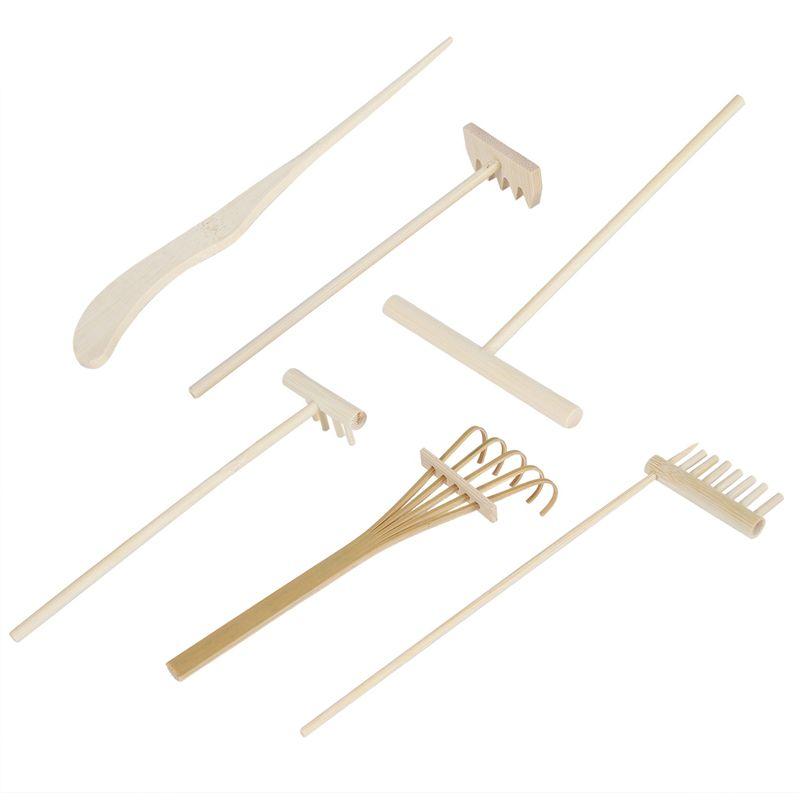 Хороший-Мини Японский Сад Камней Грабли Бамбуковый Набор Инструментов, Деревянный Песочный Ящик Набор Для Песочной Игры Терапии Для Духовного Покоя Медитации